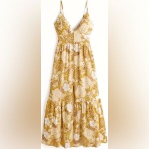 Abercrombie Button-Through Maxi Dress Yellow Floral